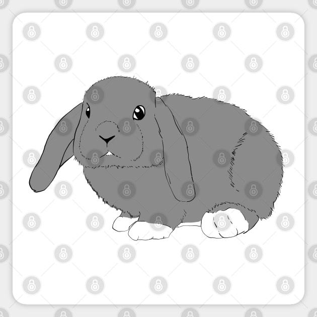 Lop rabbit black gray white Sticker by Noamdelf06